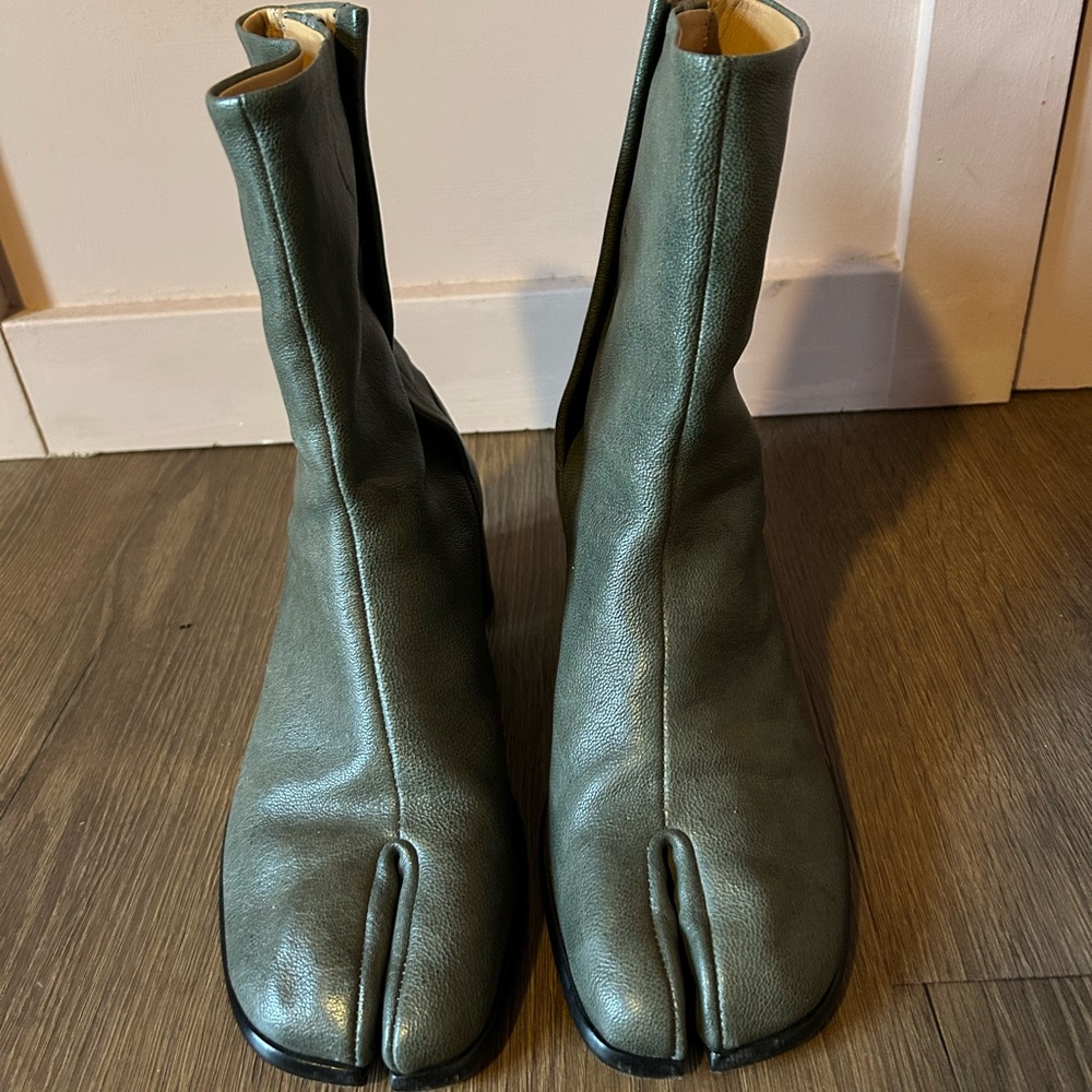 Maison Martin Margiela Olive Leather Tabi Boots